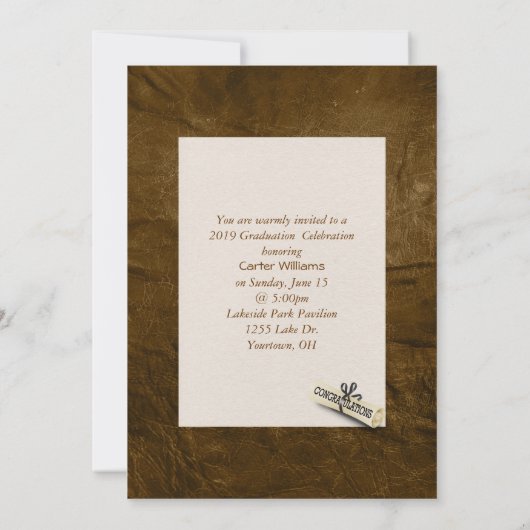 Afstuderen bruin leder foto lijst kaart (Achterkant)