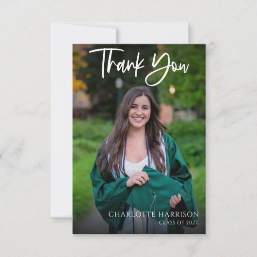 Afstuderen budgetvriendelijk script foto bedankkaart (Voorkant)