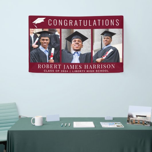 Afstuderen Burgundy Foto Welkom Spandoek (Beurs)
