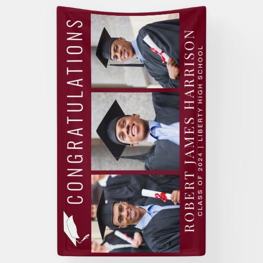 Afstuderen Burgundy Foto Welkom Spandoek (Verticaal)