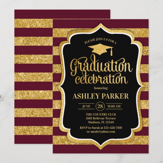 Afstuderen - Burgundy Gold Black Kaart (Voorkant / Achterkant)