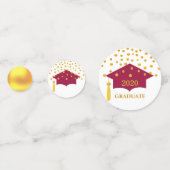 Afstuderen Burgundy Red Pet & Gold Table Confetti (Voorkanten)