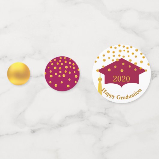 Afstuderen Burgundy Red Pet & Gold Table Confetti (Achterkanten)