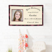 Afstuderen Burgundy Satin Border Foto toevoegen Spandoek (Insitu)