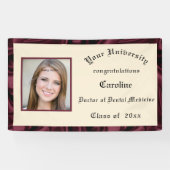 Afstuderen Burgundy Satin Border Foto toevoegen Spandoek (Horizontaal)