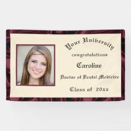 Afstuderen Burgundy Satin Border Foto toevoegen Spandoek