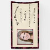 Afstuderen Burgundy Satin Border Foto toevoegen Spandoek (Verticaal)
