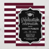 Afstuderen - Burgundy Silver Black White Kaart (Voorkant / Achterkant)