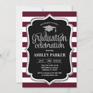 Afstuderen - Burgundy Silver Black White Kaart