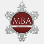 Afstuderen Burgundy White Name Year MBA Tin Sneeuwvlok Ornament (Voorkant)