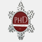 Afstuderen Burgundy White Name Year PhD Tin Sneeuwvlok Ornament (Rechts)