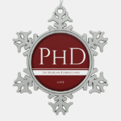 Afstuderen Burgundy White Name Year PhD Tin Sneeuwvlok Ornament (Voorkant)