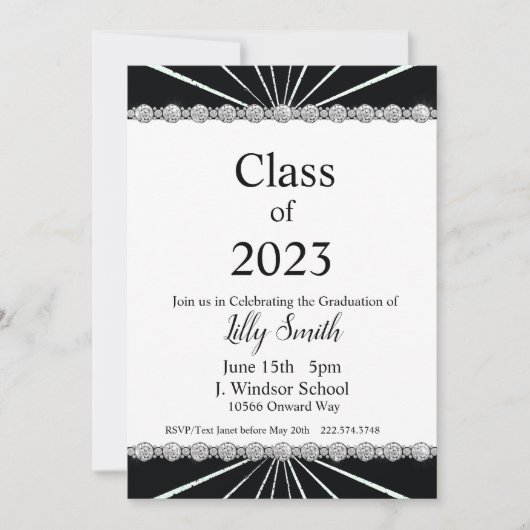 Afstuderen Burst Black & White Uitnodiging 2023 (Voorkant)