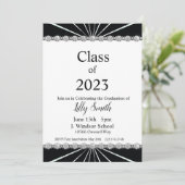 Afstuderen Burst Black & White Uitnodiging 2023 (Staand voorkant)