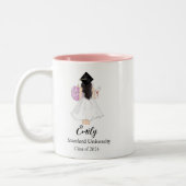 Afstuderen cadeau, afstudeerder pet, kaarten tweekleurige koffiemok (Links)