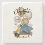 Afstuderen Cadeau Blauw Pet Stenen Onderzetter (Voorkant)