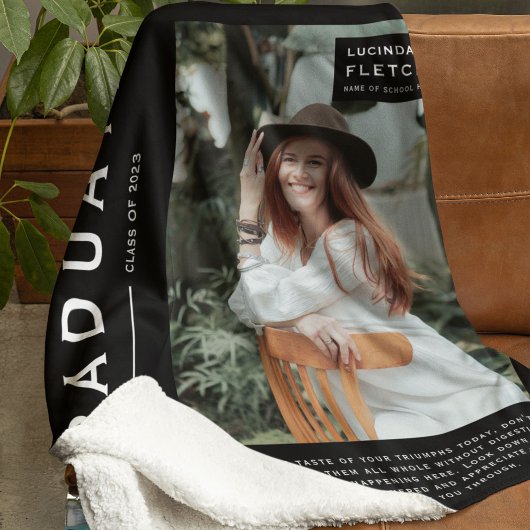 Afstuderen Cadeaus foto's en citaat - zwart Fleece Deken