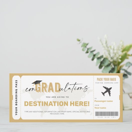 Afstuderen Cadeauset Surprise Boarding Pass Kaart (Staand voorkant)