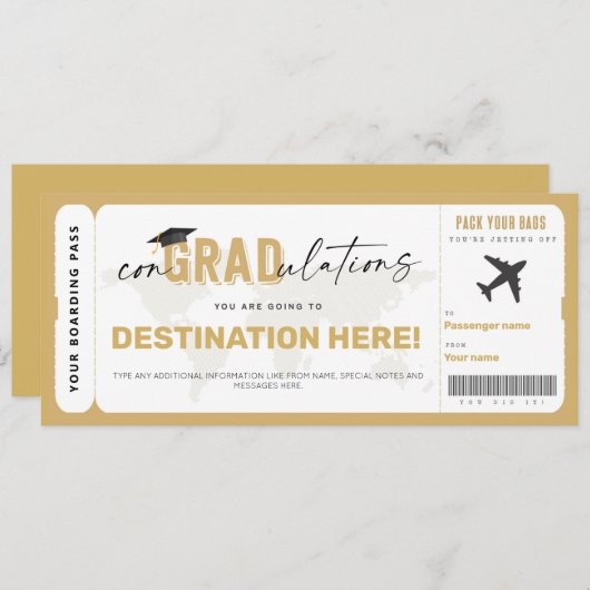 Afstuderen Cadeauset Surprise Boarding Pass Kaart (Voorkant / Achterkant)