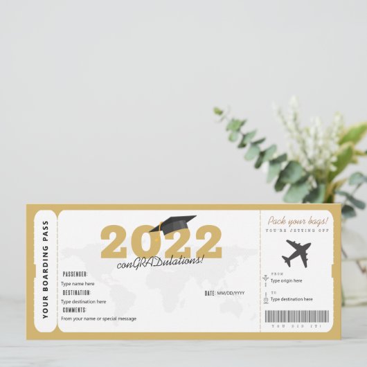 Afstuderen Cadeet Surprise Boarding Pass (Staand voorkant)