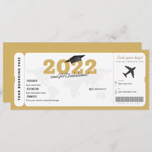 Afstuderen Cadeet Surprise Boarding Pass (Voorkant / Achterkant)