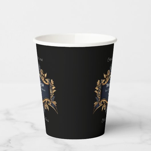 Afstuderen Caduceus Elegant Zwart Goud Wit Papieren Bekers (Links)