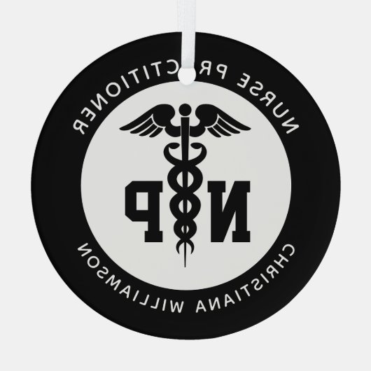 Afstuderen Caduceus, NP-verpleegkundige Glas Ornament (Achterkant)