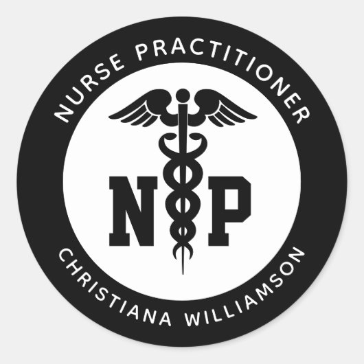 Afstuderen Caduceus, NP-verpleegkundige Ronde Sticker (Voorkant)