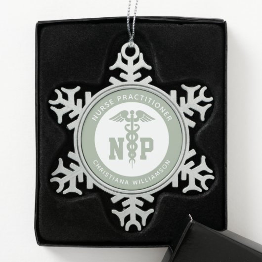 Afstuderen Caduceus, NP-verpleegkundige Tin Sneeuwvlok Ornament (Kistje)