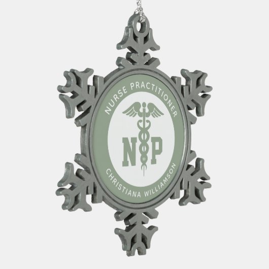 Afstuderen Caduceus, NP-verpleegkundige Tin Sneeuwvlok Ornament (Links)