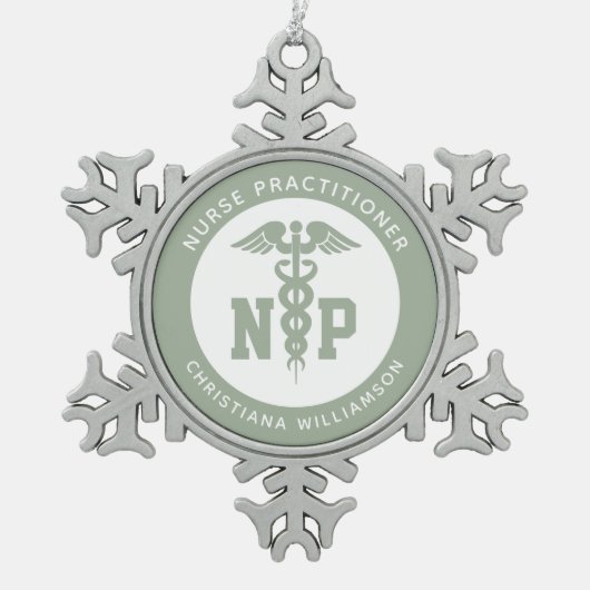Afstuderen Caduceus, NP-verpleegkundige Tin Sneeuwvlok Ornament (Voorkant)