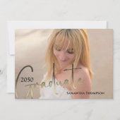 Afstuderen Calligrafie Black Gold Two Photo Kaart (Voorkant)