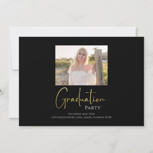 Afstuderen Calligrafie Black Gold Two Photo Kaart (Achterkant)