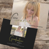 Afstuderen Calligrafie Black Gold Two Photo Kaart