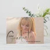 Afstuderen Calligrafie Black Gold Two Photo Kaart (Staand voorkant)