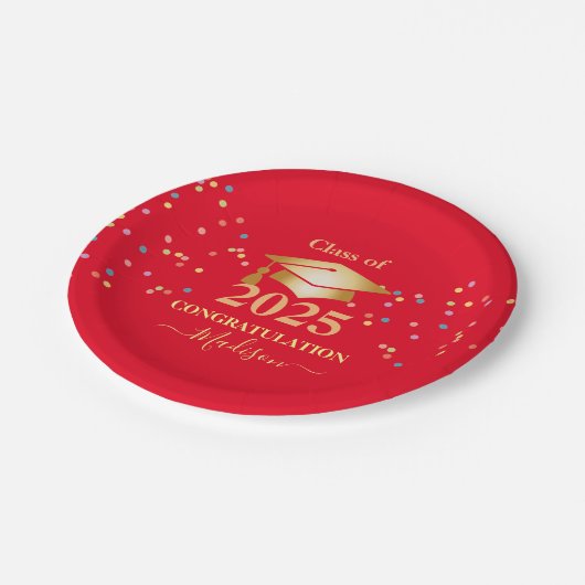 Afstuderen Calligrafie Confetti Golden initiaal Papieren Bordje (Gekanteld)