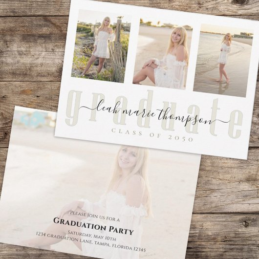 Afstuderen Calligrafie Script Gold Simple Vier Pho Kaart