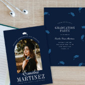 Afstuderen Cap Arch Foto Elegant Script Navy Afstu Aankondiging