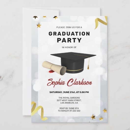 Afstuderen Cap en Diploma Afstuderen Uitnodiging (Voorkant)