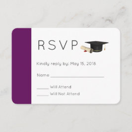 Afstuderen Cap en Diploma op Paarse RSVP Kaart