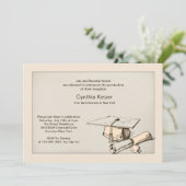 Afstuderen Cap en Diploma Uitnodiging (Staand voorkant)