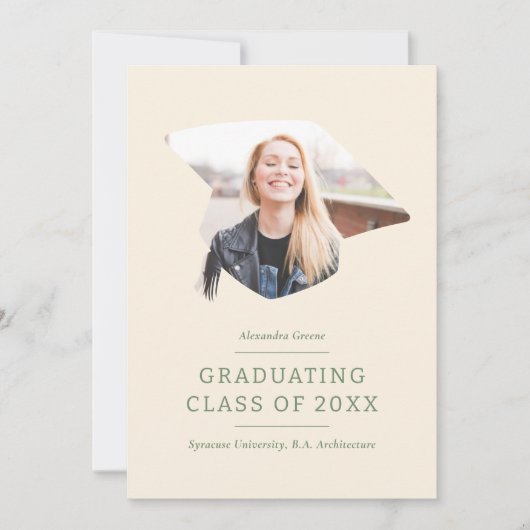 Afstuderen Cap Green 1 Foto Afstuderen Aankondiging (Voorkant)