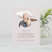 Afstuderen Cap Maroon Roze 1 Foto Afstuderen Aankondiging (Staand voorkant)