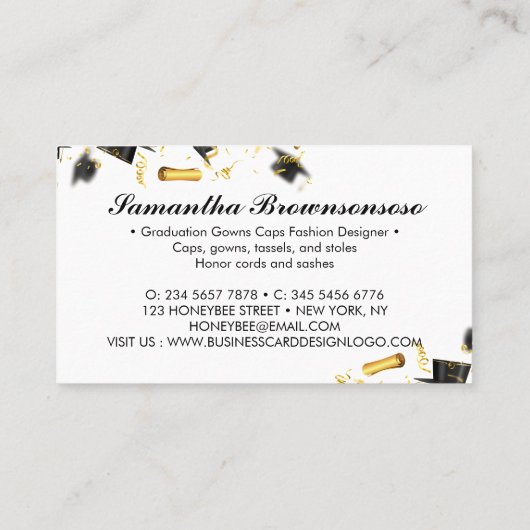 Afstuderen Caps towns kwastjes stola winkel Visitekaartje (Achterkant)