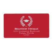 Afstuderen Cardinaal Red Laureate Return Address Etiket (Voorkant)