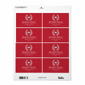 Afstuderen Cardinaal Red Laureate Return Address Etiket (Full Sheet)