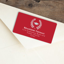 Afstuderen Cardinaal Red Laureate Return Address Etiket