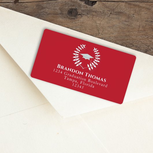Afstuderen Cardinaal Red Laureate Return Address Etiket