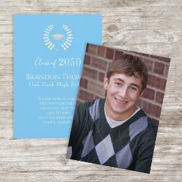 Afstuderen Carolina Blauw Fotosjabloon Eenvoudig Kaart