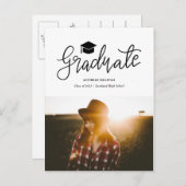 Afstuderen Casual script | Moderne Afstudeerder fo Aankondigingskaart (Voorkant / Achterkant)